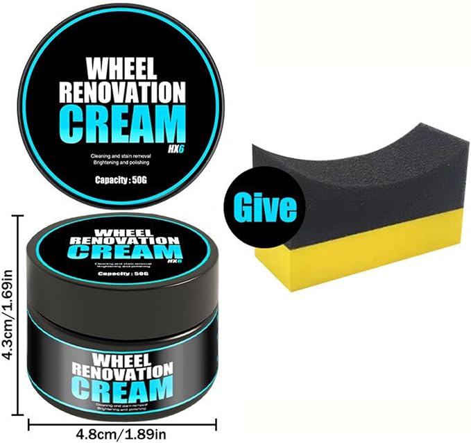 Wheel Care Cream, Car Tire Dressing, UV Protection Formula with Deep Gloss Finish, Auto Detailing Accessory with Smooth Application, Tire Shine, Car Maintenance Product for Restoration Cleaning