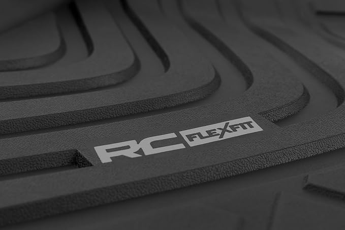 Rough Country Flex-Fit Front Floor Mats for Toyota Tundra (2022–2025) Crew Cab - Custom All-Weather Non-Slip TPE Liners w/Spill Saver Lip