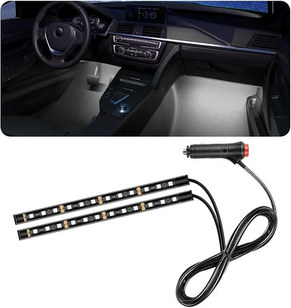 povtii Car LED Strip Light, 24 LED RGB Auto Under Dash Interior Atmosphere Lights, Cigarette Lighter Decorative Lamp Ambient Night Light, Universal Lighting Kit Car Accessories (White)
