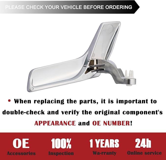 Metal Interior Door Handle Repair Kit | Compatible with Mercedes Benz W204 X204 C230 C250 C280 C300 C63 GLK250 GLK280 GLK300 | Inside Inner Front or Rear Left Driver Side Door Lever (Matter Sliver)