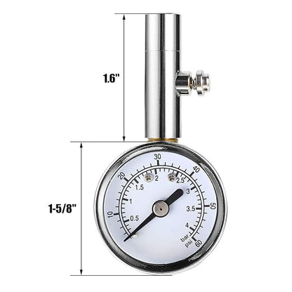 CZC AUTO Heavy Duty Tire Pressure Gauge Reader Checker 0-60PSI, ANSI B40.1 Accurate Mechanical Air Gage, Chrome Plated Single Chuck Dial Wheel Pressure Tester for Motorcycle Bike Car RV Bicycle