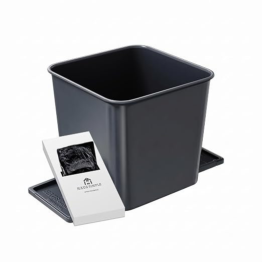 Car Trash Can with Stability Wings – Leakproof Portable Garbage Bin for Fabric & Rubber Mats – Compact Durable Plastic Auto Organizer for Cars, SUVs, Trucks (Gray, Small)