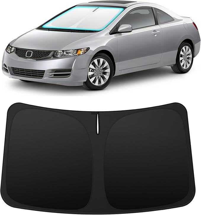INSAUTO Custom Fit Windshield Sun Shade Accessories for Honda Civic 2006-2011, Foldable Front Window Sunshade, UV & Heat Reflector, Keeps Interior Cool, Includes Storage Bag