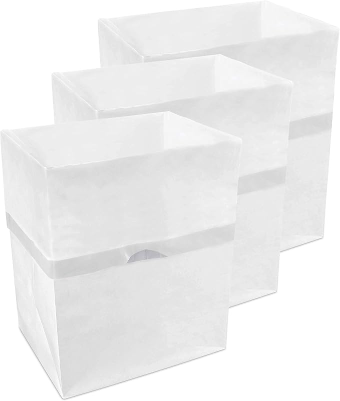 Clean Cubes 4 Gallon Disposable Pop-Up Trash Cans (3-Pack) with Fitted Bags – Foldable Garbage & Recycling Bins for Parties, Events & Kitchen (White, 12" H x 10" W x 8" D)