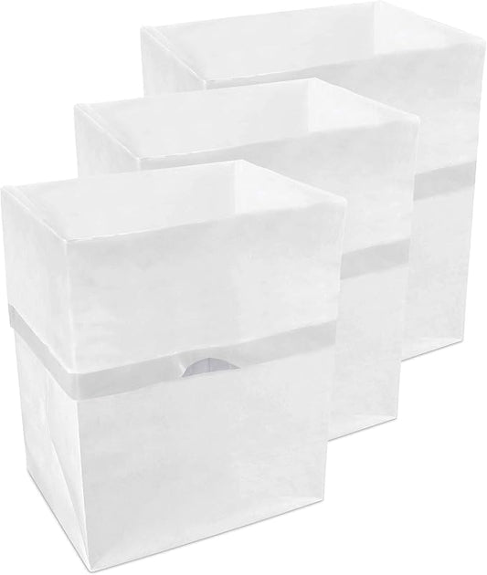 Clean Cubes 4 Gallon Disposable Pop-Up Trash Cans (3-Pack) with Fitted Bags – Foldable Garbage & Recycling Bins for Parties, Events & Kitchen (White, 12" H x 10" W x 8" D)