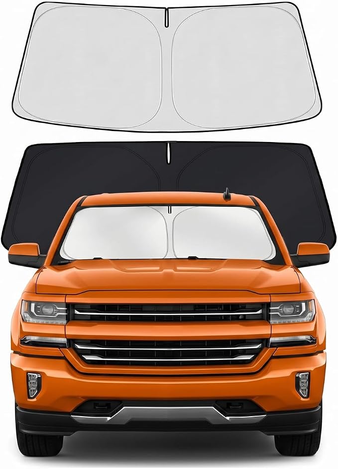 Car Sun Shade for 2014-2018 Chevrolet/Chevy Silverado 1500 Accessories Windshield Sunshade Cover Front Window Shade Custom Fit Silverado 1500 Sun Visor Protector Foldable Blocks UV Rays