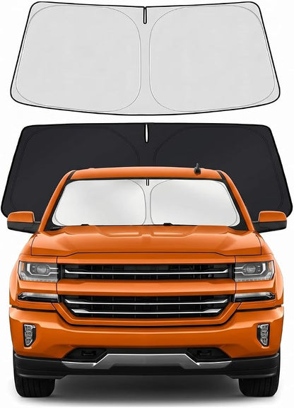 Car Sun Shade for 2014-2018 Chevrolet/Chevy Silverado 1500 Accessories Windshield Sunshade Cover Front Window Shade Custom Fit Silverado 1500 Sun Visor Protector Foldable Blocks UV Rays