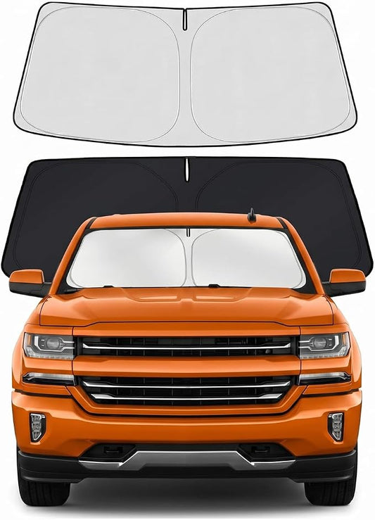 Car Sun Shade for 2014-2018 Chevrolet/Chevy Silverado 1500 Accessories Windshield Sunshade Cover Front Window Shade Custom Fit Silverado 1500 Sun Visor Protector Foldable Blocks UV Rays