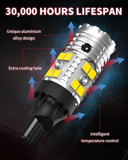 LASFIT 921 LED Bulb Reverse Lights, 912 T15 Back Up Light CANBUS Error Free W16W 906 Reversing Bulb 904 916 6000K Xenon White New Upgrade Design, Plug and Play (Pack of 2)