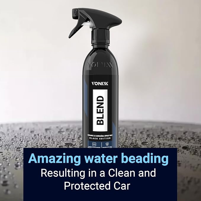 Vonixx Blend Ceramic & Carnauba Spray Wax - Black Edition | Deep Shine for Dark Paints | Superior Automotive Care Solution | Conceals Swirls and Scratches | Car wax Essential | 16.9 fl oz (500 ml)