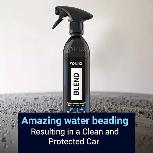 Vonixx Blend Ceramic & Carnauba Spray Wax - Black Edition | Deep Shine for Dark Paints | Superior Automotive Care Solution | Conceals Swirls and Scratches | Car wax Essential | 16.9 fl oz (500 ml)
