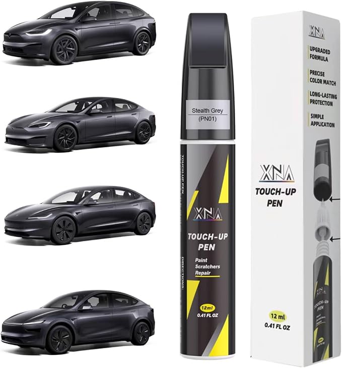 Car Touch Up Paint(Stealth Grey(PN01)) for Tesla, 2 in 1 Car Scratch Remover with Pen Tip and Brush, Exact Color-Matched for Car Paint Scratch Repair, Quick & Easy Fix Chips and Nicks