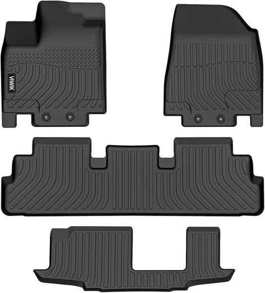 VIWIK Car Floor Mats for Nissan Pathfinder 2022 2023 2024 8 seat & for Infiniti QX60 2022-2024 7 Seat, TPE Rubber All Weather Car Mats Custom Floor Liners for 2022-2024 Pathfinder