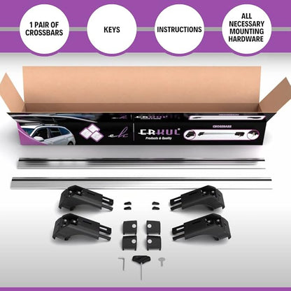 ERKUL Roof Rack Cross Bars for Chevrolet Chevy Trax 2013-2022 | Aluminum Crossbars with Anti Theft Lock for Rooftop | Compatible with Raised Rails - Silver