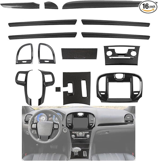 JeCar 16pcs Full Set Carbon Fiber Interior Trim Kit for 2011-2014 Chrysler 300/300C
