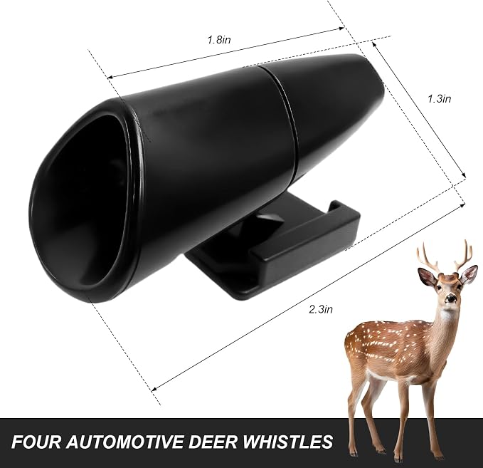 4 PCS Deer Whistles for Car, Wind Activated Deer Warning Whistle with Self-Adhesive, Waterproof Ultrasonic Animal Alert Avoid Collisions for Most Vehicles, Car Accessories (Black)
