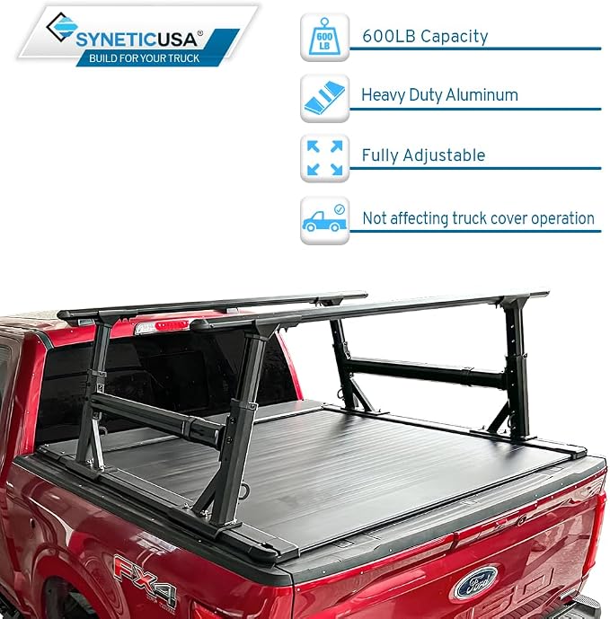 Syneticusa ER Power Retract Hard Tonneau Cover with R1 Rack Fits 2004-2026 Ford F-150 5.5' (67”) (incl. Raptor/Lightning) Truck Bed Retractable