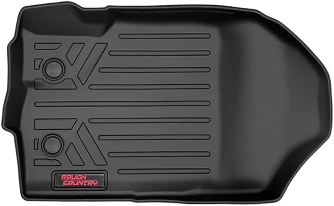 Rough Country All Weather Floor Mats Set for Dodge Ram 1500 Quad-Cab (2012-2018) w/Front Row Bench Seat - Custom Fit Floor Armor, Raised Lip, Easy Clean