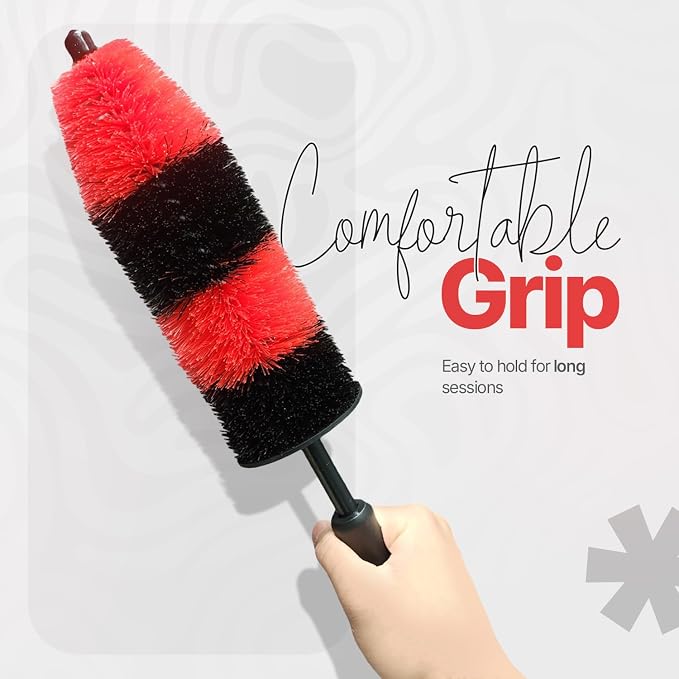 Pack of 1 Wheel Brush - 19Inch Long, Soft Bristle, No Scratch Car Wheel Cleaner Brush - Detailing Brush for Tires, Wheels, Rims, Exhaust Tips, Vehicle Engine, Motorcycles