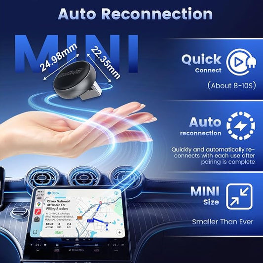 Carlinkit Mini Ultra3 Wireless CarPlay & Android Auto Adapter for OEM Wired Cars - 2.4/5Ghz WiFi Fast Boot, Plug & Play, Online Update, Mini Desgin Compatible with iOS 10+/Android 11.0+