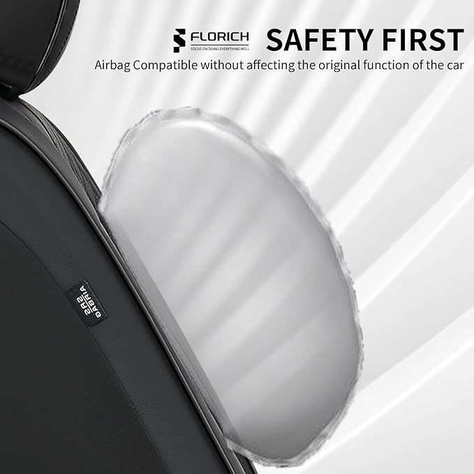 FLORICH Leather Seat Covers Full Set Automotive Seat Covers Black Car Seat Covers Waterproof Front and Back Seat Covers Car Seat Cushion Protector Universal Fit for Most Cars SUV Trucks, Black