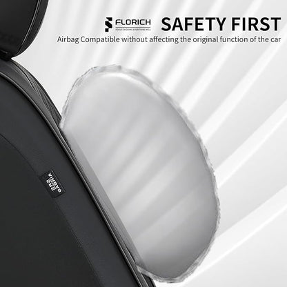 FLORICH Leather Seat Covers Full Set Automotive Seat Covers Black Car Seat Covers Waterproof Front and Back Seat Covers Car Seat Cushion Protector Universal Fit for Most Cars SUV Trucks, Black