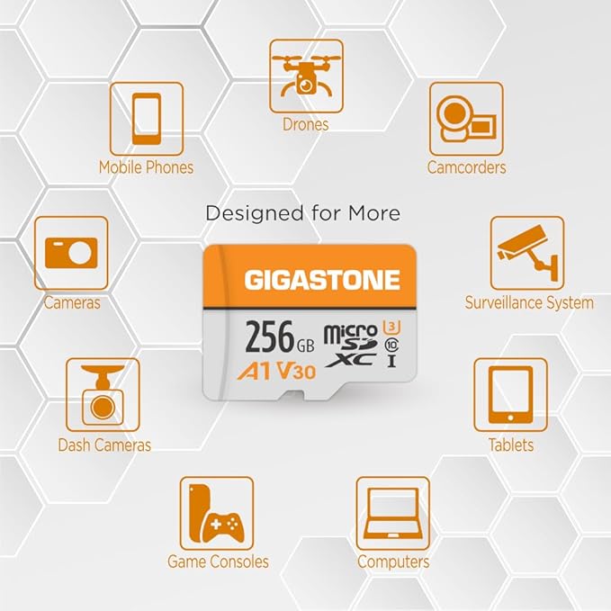 GIGASTONE 256GB Micro SD Card, A1 V30 4K Video Recording, MicroSDXC Memory Card for Nintendo-Switch, Wyze, Dash Cam, Security Camera,UHS-I U3 C10, up to 100MB/s, with Adapter