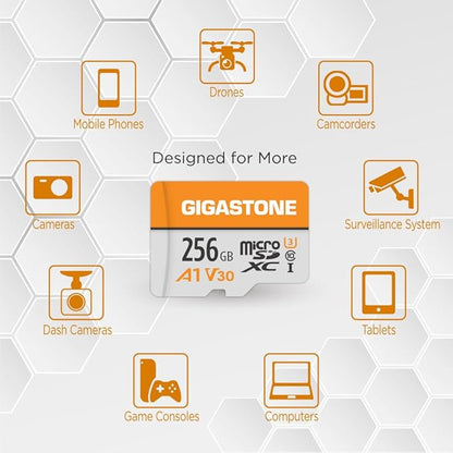GIGASTONE 256GB Micro SD Card, A1 V30 4K Video Recording, MicroSDXC Memory Card for Nintendo-Switch, Wyze, Dash Cam, Security Camera,UHS-I U3 C10, up to 100MB/s, with Adapter
