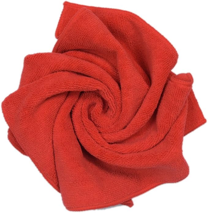 CARCAREZ Premium Microfiber Detailing Towels, 340 GSM Lint Free Car Buffing Waxing Polishing Drying Towels (6, Red, 16x16 Inch)