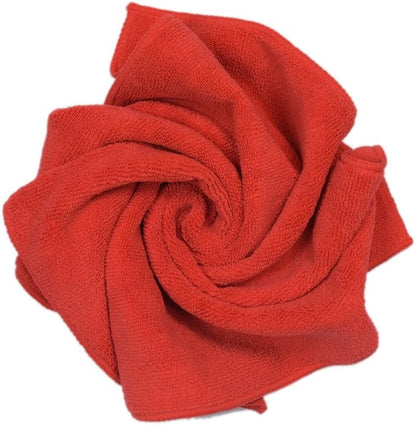 CARCAREZ Premium Microfiber Detailing Towels, 340 GSM Lint Free Car Buffing Waxing Polishing Drying Towels (6, Red, 16x16 Inch)