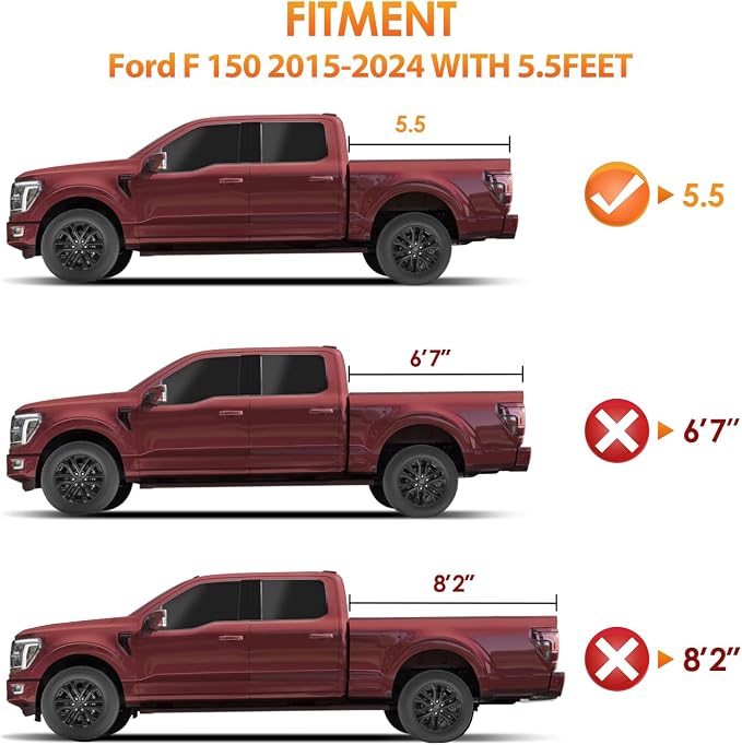 Nilight Truck Bed Tonneau Cover Hard Tri-fold Compatible with Ford F150 2015-2026, All-Weather Low Profile Cargo Protection-5.5ft