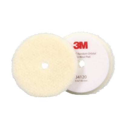 3M Perfect-It Random Orbital Coarse Wool Compounding Pad, 5"/130 mm, White, 34120, Orbital Pads for Automotive Compounding and Polishing