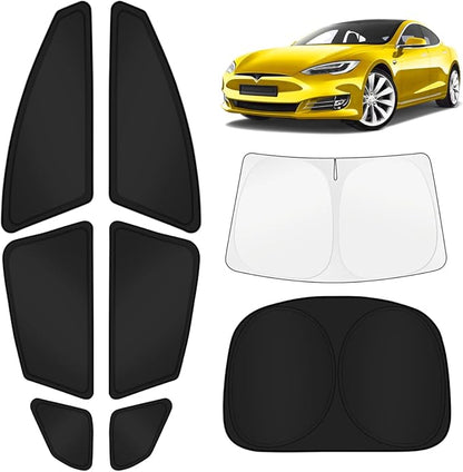 KUST Car Window Shades for Tesla Model S 2012-2025 2026 (No for Plaid or Long Range) Windshield Sun Shade Side Window Cover UV Block Privacy Accessories for Camping Blackout Rear Back Full 8PCS