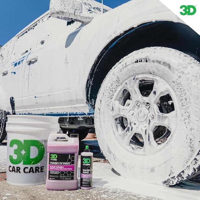 3D Wash N Wax Car Wash Soap - pH Balanced, Easy Rinse, Scratch Free Soap with Wax Protection - 1 Gallon