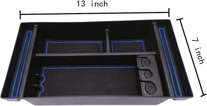Center Console Organizer Tray fits for 2019-2022 GMC Sierra/Chevy Silverado 1500 Accessories, 2020-2021 2022 2023 Silverado/Sierra 2500 HD/3500 HD (Half-size, Blue)