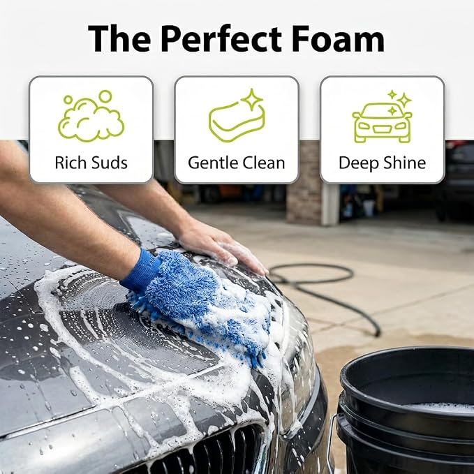 Care Car-Shampoo and Soap - Car Detailing Kit Essential - Vehicle Cleaning Supplies - Produces Thick, Foamy Suds - Gentle on Wax and Sealants, 16 Oz.