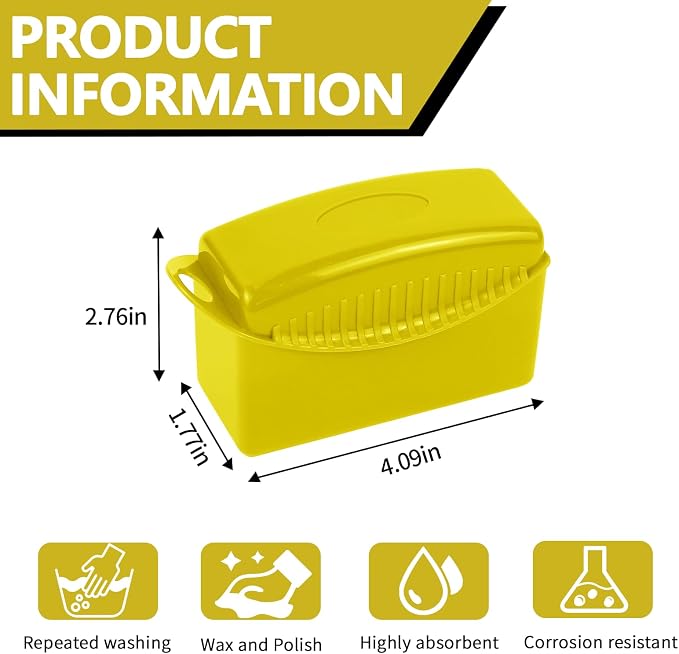 2PCS Tire Dressing Applicator, Car Tire Applicator Dressing Shine Sponge, Reusable Tire Dressing Applicator Pads with Lid, Wheel Applicator Foam for Car Detailing Cleaning (Yellow)