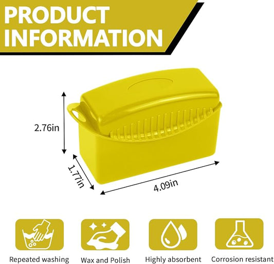 2PCS Tire Dressing Applicator, Car Tire Applicator Dressing Shine Sponge, Reusable Tire Dressing Applicator Pads with Lid, Wheel Applicator Foam for Car Detailing Cleaning (Yellow)