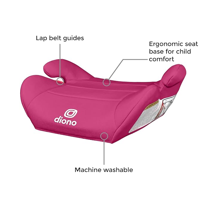 Diono Solana Lite Backless Booster Car Seat Pack of 2, Lightweight & Portable for Travel, Machine Washable Covers, 40-100 lbs, Pink Cotton Candy