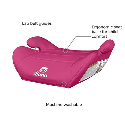 Diono Solana Lite Backless Booster Car Seat Pack of 2, Lightweight & Portable for Travel, Machine Washable Covers, 40-100 lbs, Pink Cotton Candy