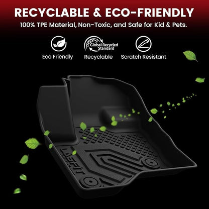 LASFIT All Weather Floor Mat Set for 2009–2019 Ford Flex & 2010–2019 Lincoln MKT – 3 Rows Custom Fit Floor Mats + Cargo Liner & Seat Back Protectors – Premium TPE Interior Full Coverage Protection