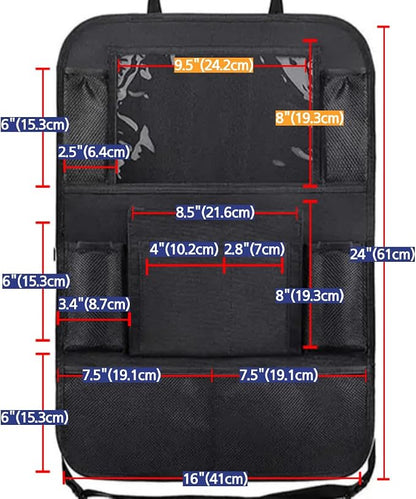 Car Backseat Organizer, Kids Seat Pockets, Back Seat Protector, Durable Strong Straps, Touchable Tablet Holder, Easy Wash, 10 Storage Pockets, 2 Pack Set