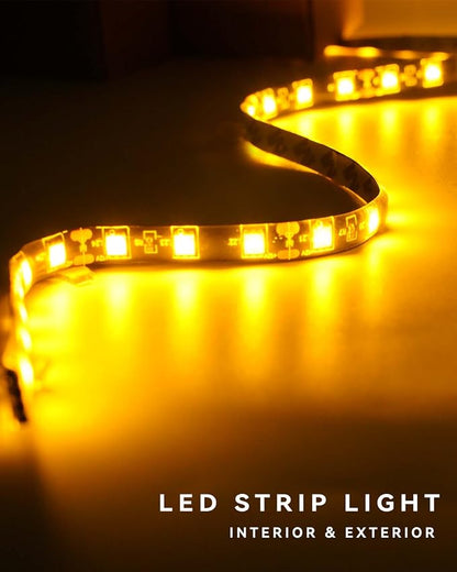 Keiurot 12V Led Light Strip 24" Connectable Amber Led Strip Lights for Cars Boat Marine Golf Cart Trucks Waterproof Interior & Exterior, 4Pack