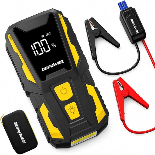 DBPOWER 5000A Jump Starter, 74Wh Car Battery Jump Starter for Up to 10.0L Gas and 8.0L Diesel Engine, 12V Portable Jump Box Battery Pack with Display, LED Light, Jumper Cables, and Storage Case