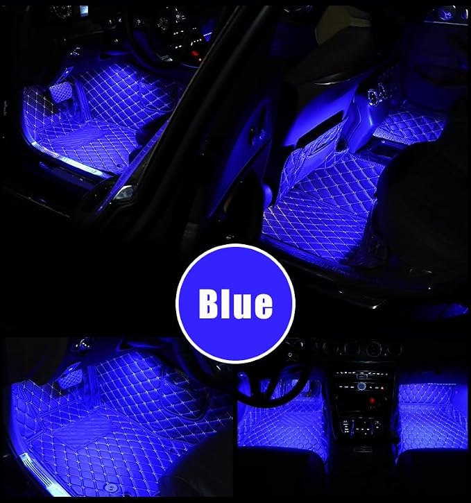 Car Interior LED Lights,Car Accessories, Automotive Ambient Neon Light Kit with USB Port, Gifts for Men and Women, 4 in 1 Decoration Lights for Car, Garden, Home, Party (Blue)