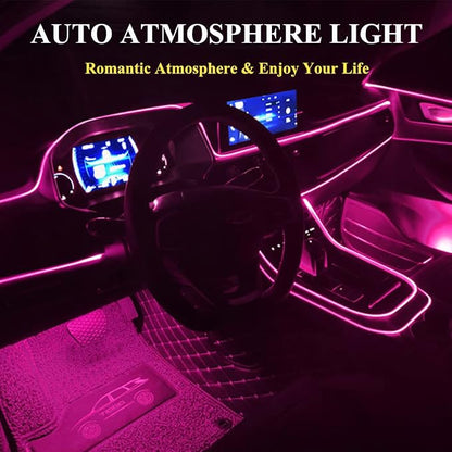 El Wire Lights for Car Interior, Pink Neon 16FT/5M LED Strip Light, USB 5V for Garden Party Decoration