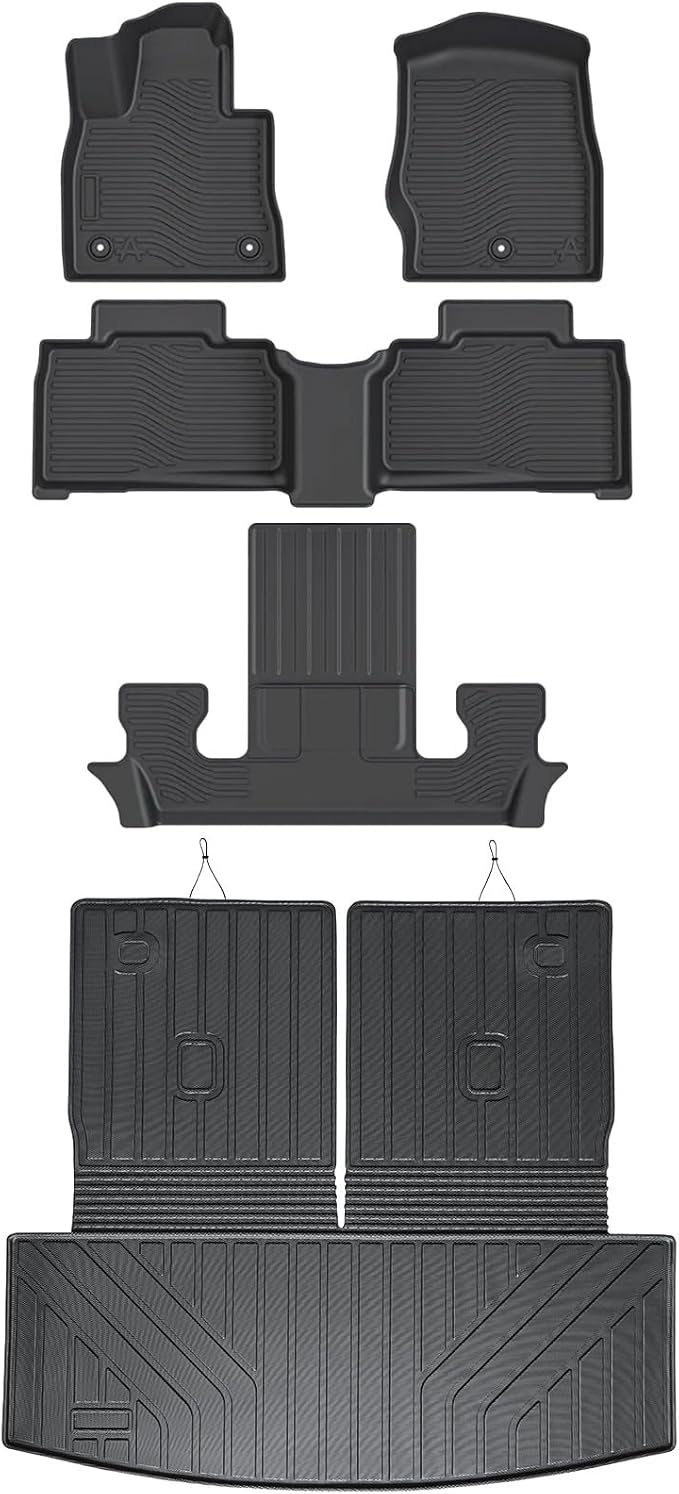 Auxko All Weather Floor Mat & Cargo Mat with Back Seat Mat Fit for Ford Explorer 6 Seat 2026 2025-2020 TPE Floor Liner Trunk Mat Accessories All Season Odorless Anti-Slip Black