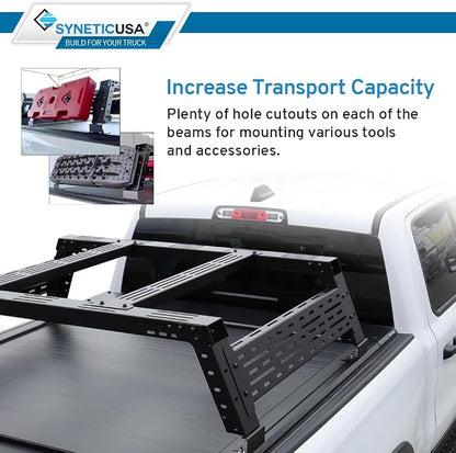 Syneticusa ER Power Retract Hard Tonneau Cover with R3 Rack Fits 2004-2026 Ford F-150 5.5' (67”) (incl. Raptor/Lightning) Truck Bed Overlanding Off Road Retractable