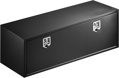 VEVOR Underbody Truck Tool Box, 60 x 18 x 18 Inch Heavy Duty Steel Trailer Storage Box with Lock & Keys, Waterproof Trailer Storage Organizer Under Body Chest with T-Handle for Truck, Van, SUV, Black