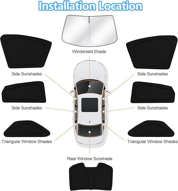 KUST Car Window Shades for Honda Accord 2018-2022 Windshield Sun Shade Side Window Cover UV Block Privacy Protection Accessories for Camping Blackout Rear Back Full Set 8PCS